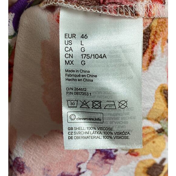 Women's Floral Puff Short Sleeve Button Down Summer Spring Shirt Dress Large - Picture 6 of 8